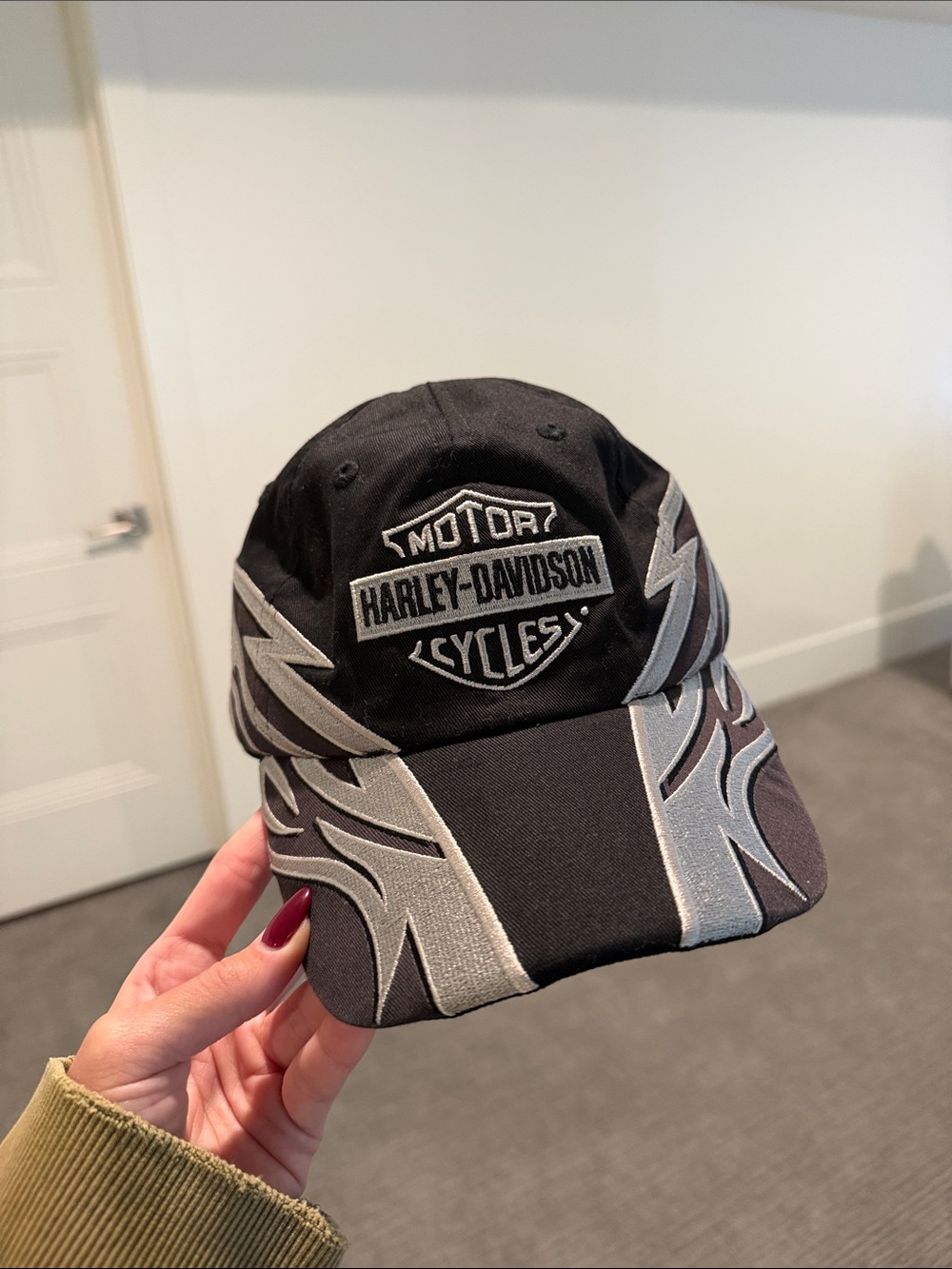 Darc Sport x Harley-Davidson Black & Gray Embroidered Flame Logo Hat